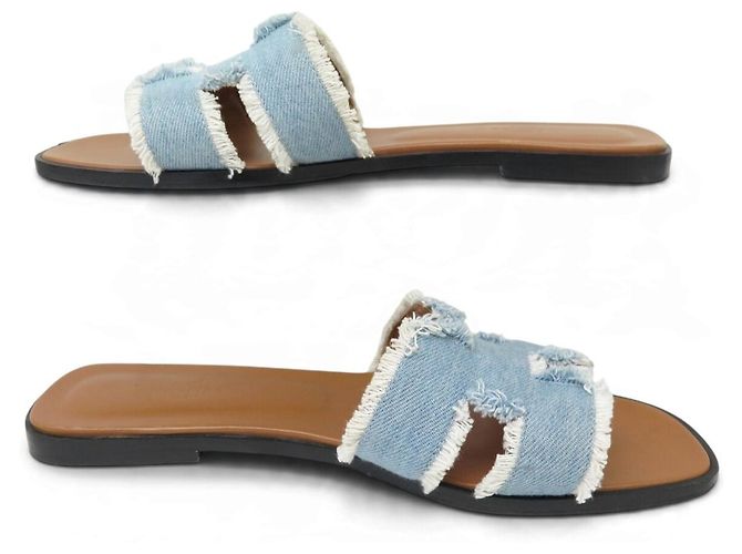 Hermès SCARPE HERMES MULES ORAN IN CANVAS DENIM BLU H241060Z 41 SANDALI SHOES - vista 2
