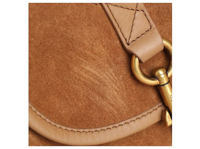Borsa a tracolla Burberry Mini B Clip in camoscio marrone - vista 13