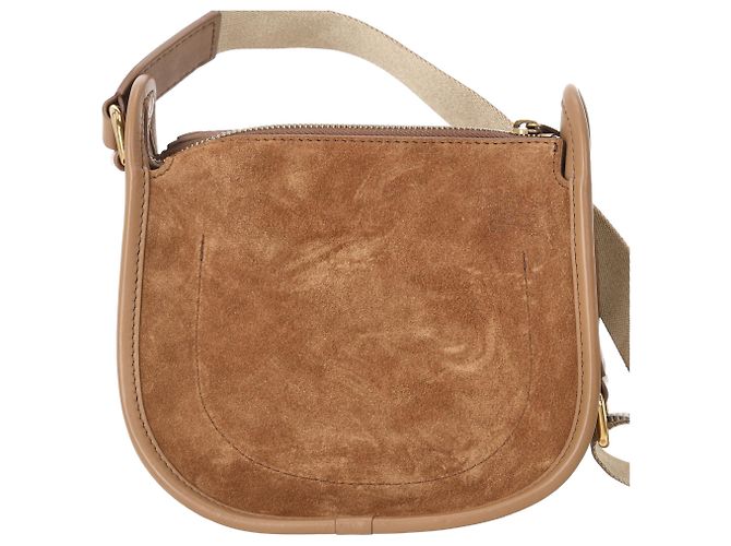 Borsa a tracolla Burberry Mini B Clip in camoscio marrone - vista 3
