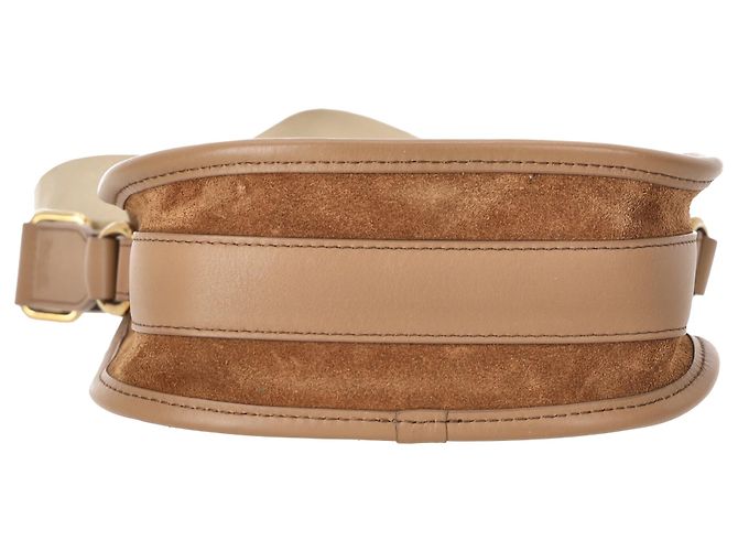 Borsa a tracolla Burberry Mini B Clip in camoscio marrone - vista 5