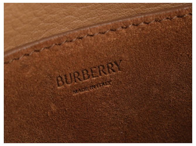 Borsa a tracolla Burberry Mini B Clip in camoscio marrone - vista 7
