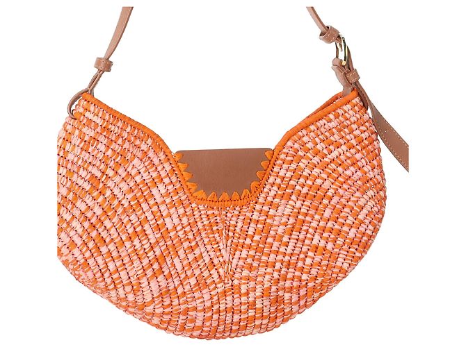 Borsa a tracolla Medium Swing Loewe x Paula's Ibiza in rafia arancione - vista 3