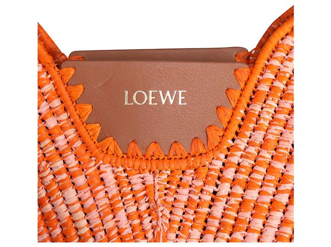 Borsa a tracolla Medium Swing Loewe x Paula's Ibiza in rafia arancione - vista 7