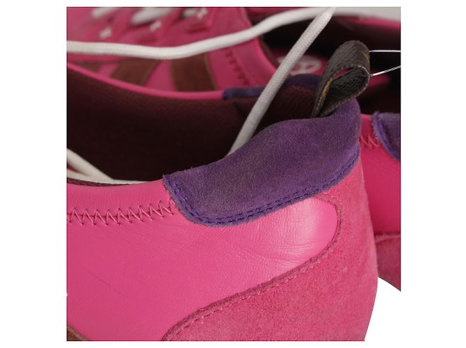 Sapatilhas baixas Louis Vuitton LV Sneakerina em camurça e pele rosa - vista 14