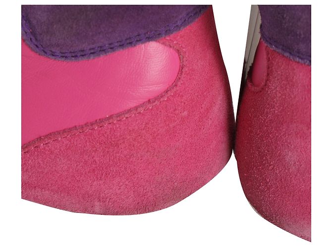 Sapatilhas baixas Louis Vuitton LV Sneakerina em camurça e pele rosa - vista 15
