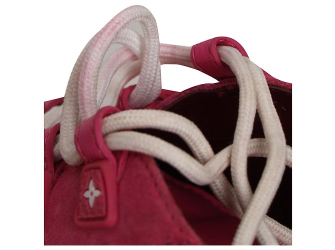 Sapatilhas baixas Louis Vuitton LV Sneakerina em camurça e pele rosa - vista 17