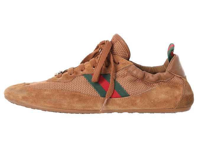 Sneakers Gucci Shift in camoscio e mesh marrone - vista 2