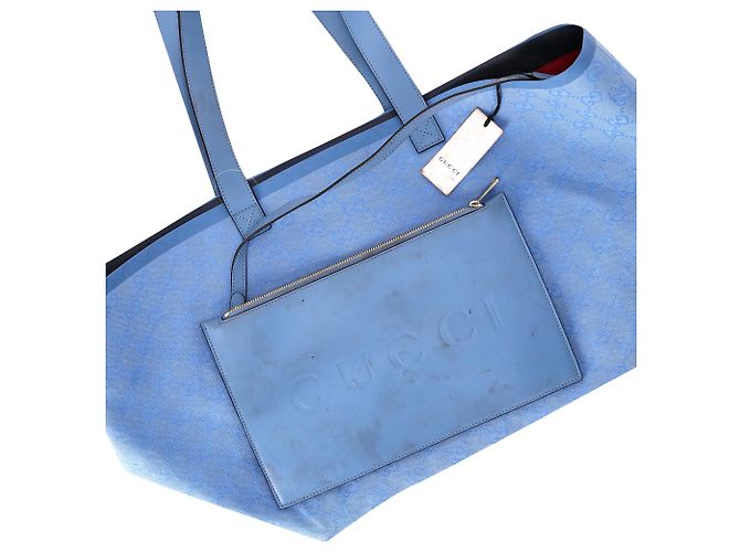 Bolso Tote Gucci Medium Totissima en lona azul - vista 7