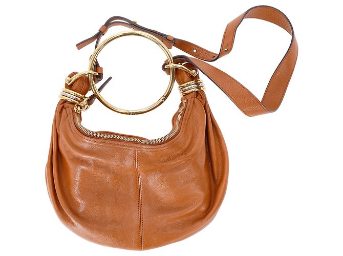 Borsa Hobo Bracelet Chloé in pelle di vitello marrone - vista 3
