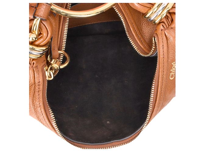 Borsa Hobo Bracelet Chloé in pelle di vitello marrone - vista 6