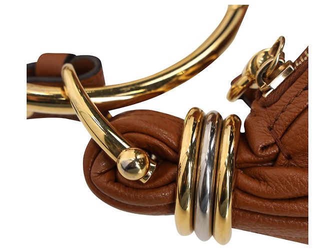 Borsa Hobo Bracelet Chloé in pelle di vitello marrone - vista 7