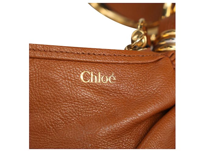 Borsa Hobo Bracelet Chloé in pelle di vitello marrone - vista 8