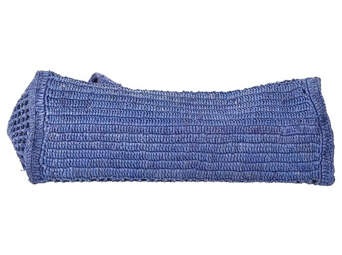Borsa Tote Chloé Summer Banana in rafia blu navy - vista 5