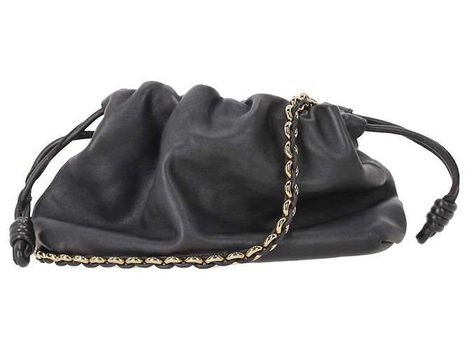Borsa a pochette Loewe Flamenco Medium in pelle di vitello nappa nera - vista 2