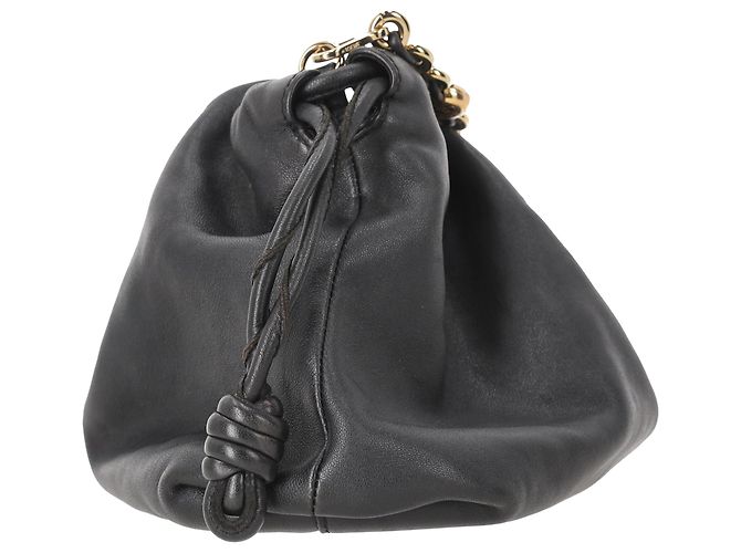 Borsa a pochette Loewe Flamenco Medium in pelle di vitello nappa nera - vista 5