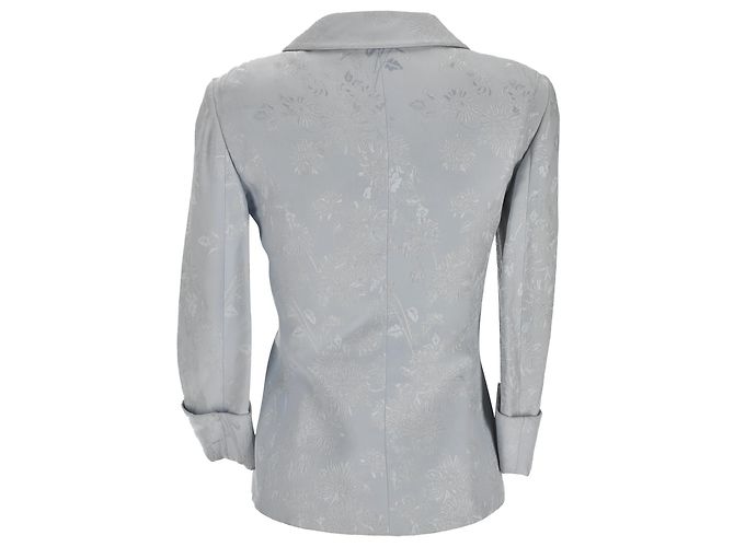 Blazer de jacquard floral Gianni Versace en rayón azul - vista 3