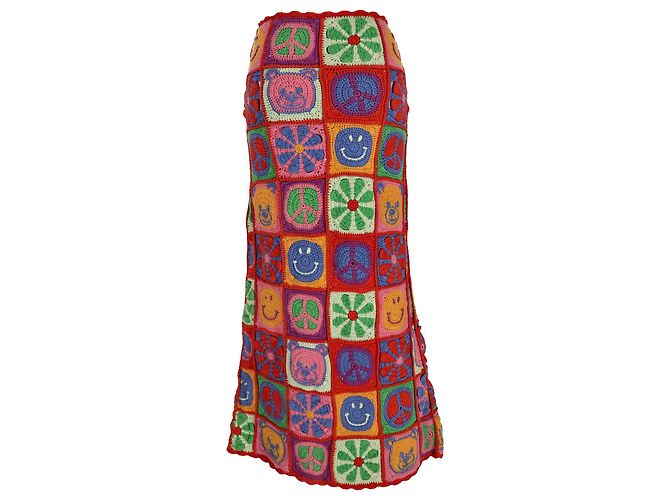 Gonna maxi in patchwork crochet Moschino Couture in cotone multicolore - vista 3