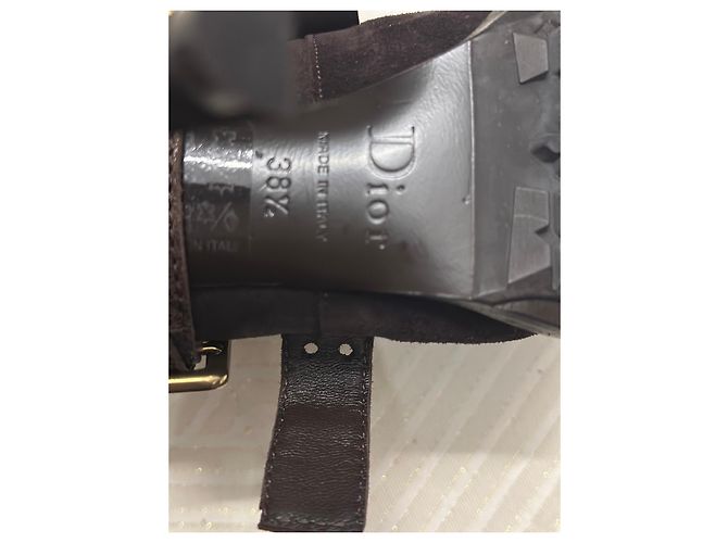 Stivaletti Christian Dior in pelle marrone e camoscio - vista 10
