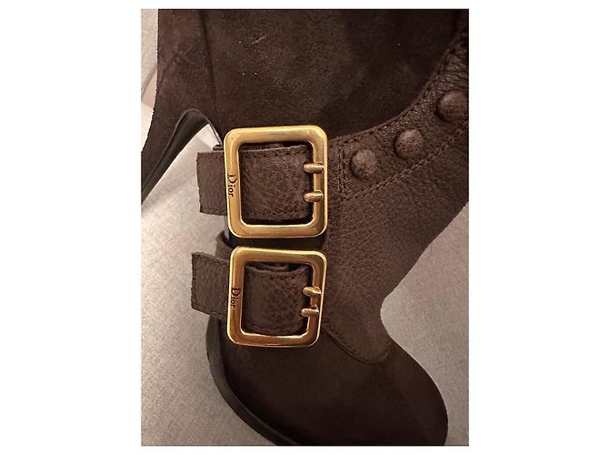 Stivaletti Christian Dior in pelle marrone e camoscio - vista 17