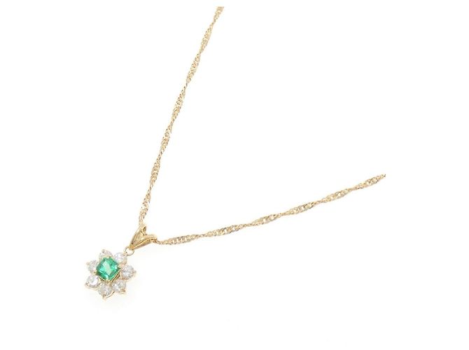 Autre Marque Collana Au750 Smeraldo e Diamante - vista 2