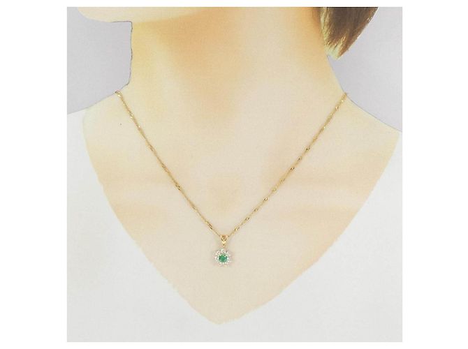Autre Marque Collana Au750 Smeraldo e Diamante - vista 6