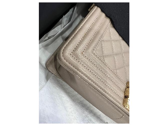 Borsa Chanel Boy Medium in Pelle Caviar Grigia - vista 9