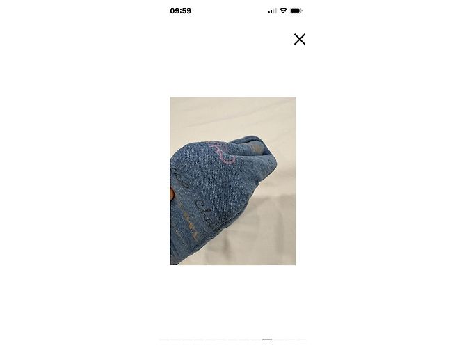 Borsa a patta Chanel in denim con stampa logo - vista 3