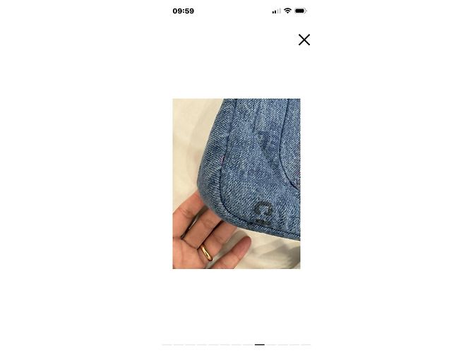 Borsa a patta Chanel in denim con stampa logo - vista 4