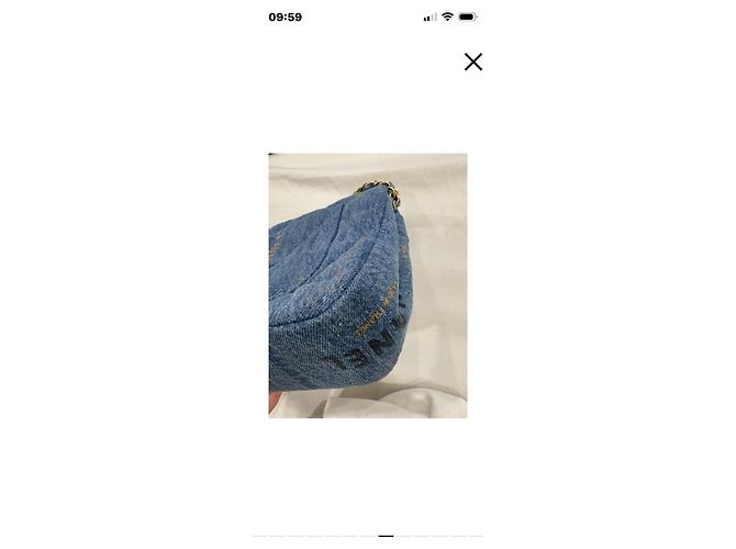 Borsa a patta Chanel in denim con stampa logo - vista 5