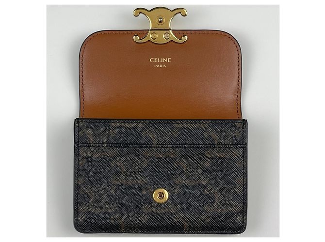 Céline Celine Triomphe Coated Canvas and Leather Card Case - view 6