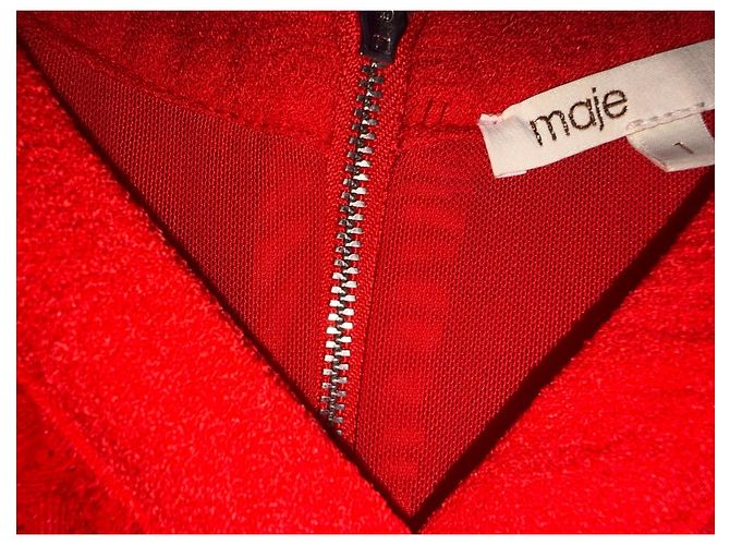 Maje Rotes Spitzenkleid mit Rüschen - Ansicht 4