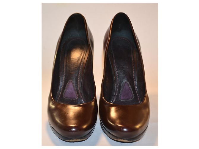 Jil Sander Décolleté in pelle marrone - vista 3