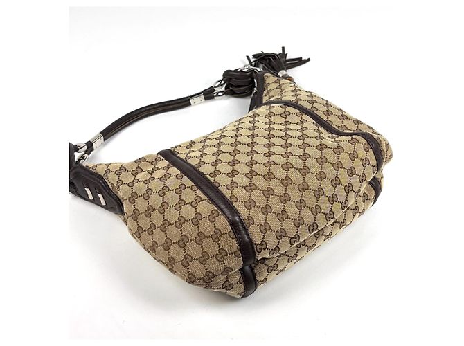 Borsa a tracolla Gucci marrone in GG Canvas - vista 2
