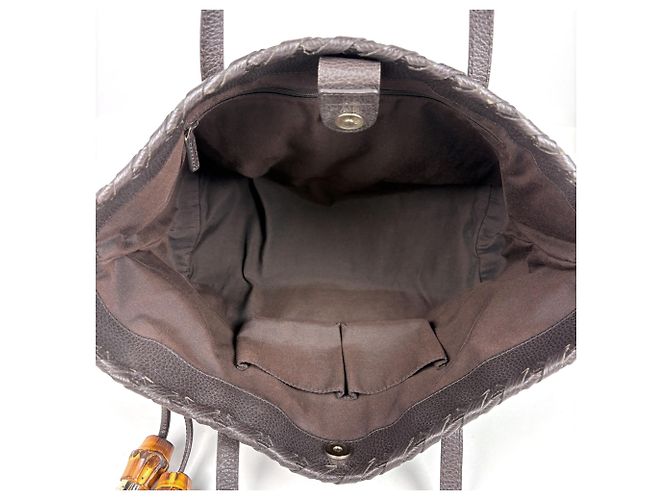 Borsa Tote Gucci in pelle marrone - vista 8