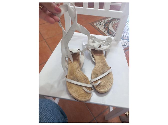 Hermès Sandali alla schiava in cuoio bianco - vista 3