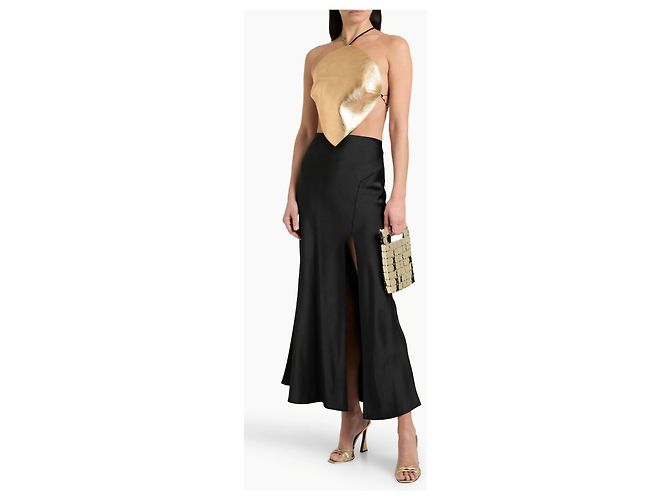 Emilio Pucci Top Halter de Cuero Dorado - vista 4