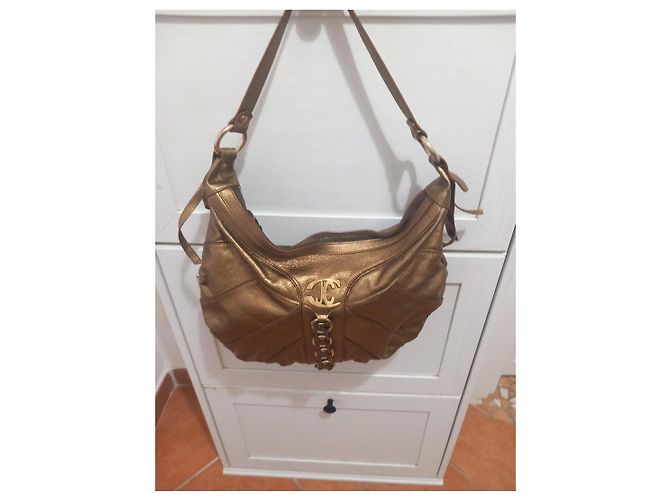 Roberto Cavalli Borsa a spalla in pelle dorata  con logo Just Cavalli - vista 2