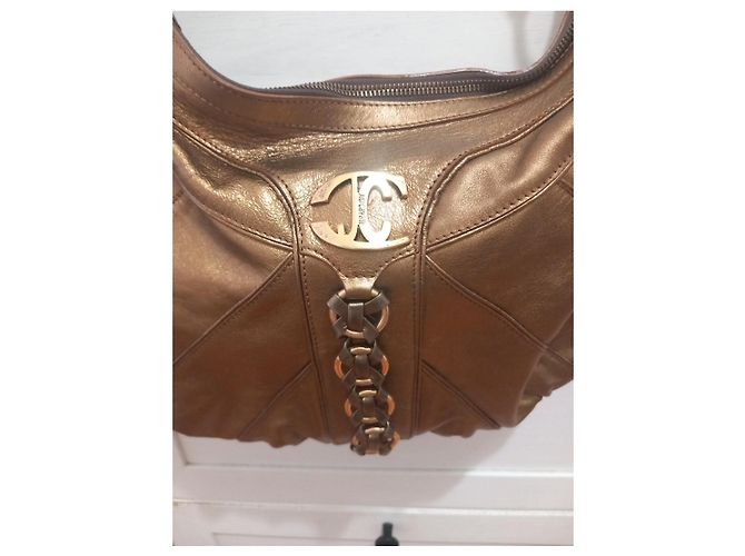 Roberto Cavalli Borsa a spalla in pelle dorata  con logo Just Cavalli - vista 3