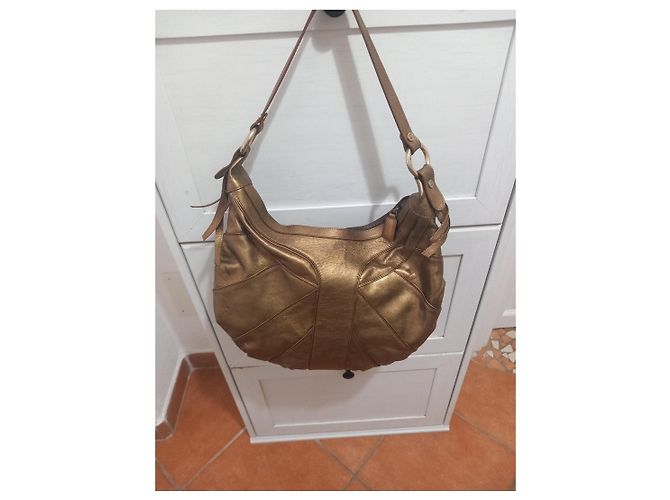 Roberto Cavalli Borsa a spalla in pelle dorata  con logo Just Cavalli - vista 5
