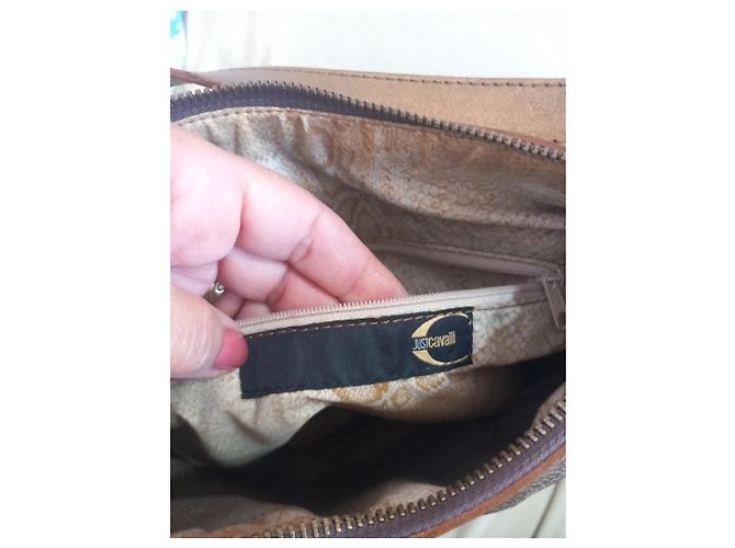 Roberto Cavalli Borsa a spalla in pelle dorata  con logo Just Cavalli - vista 7