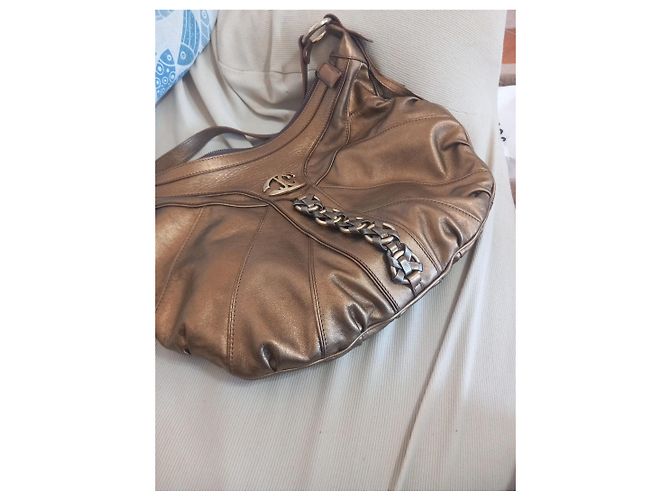 Roberto Cavalli Borsa a spalla in pelle dorata  con logo Just Cavalli - vista 9