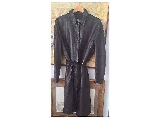 Burberry Gabardina de cuero negra - vista 2