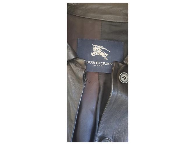 Burberry Gabardina de cuero negra - vista 3