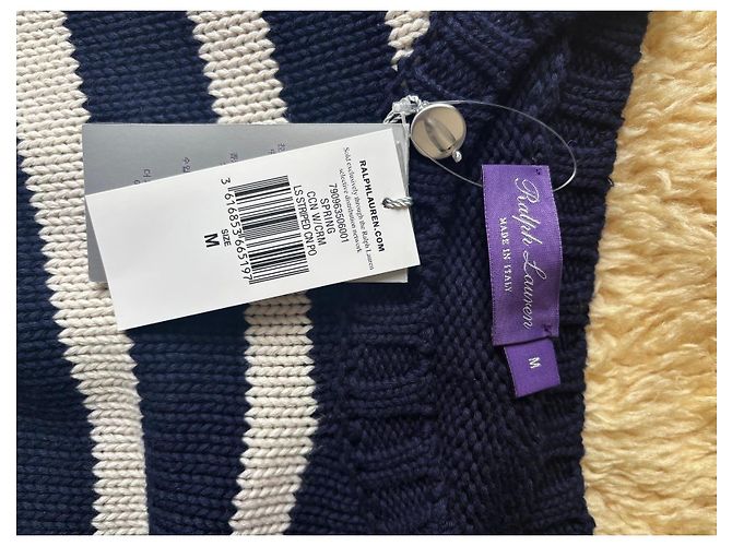 Ralph Lauren Gestreifter Pullover aus Baumwolle in Marineblau und Weiß - Ansicht 6