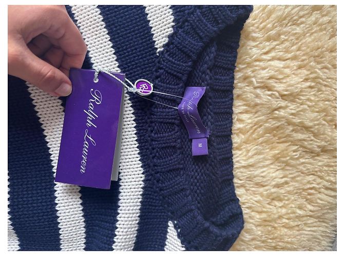 Ralph Lauren Gestreifter Pullover aus Baumwolle in Marineblau und Weiß - Ansicht 8