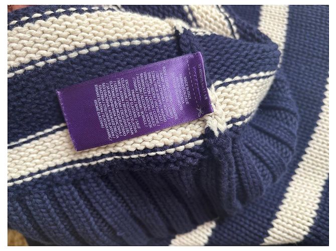 Ralph Lauren Gestreifter Pullover aus Baumwolle in Marineblau und Weiß - Ansicht 9
