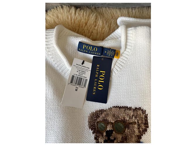 Polo Ralph Lauren "Riding Bear" Pullover aus weißer Baumwolle - Ansicht 3