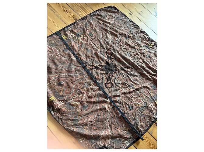 Sciarpa Vintage Etro in Lana e Seta Paisley Rust Brown Cream - vista 5