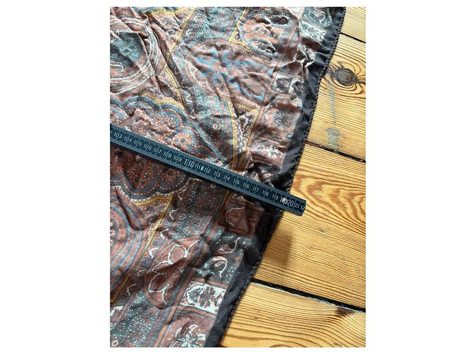 Sciarpa Vintage Etro in Lana e Seta Paisley Rust Brown Cream - vista 7