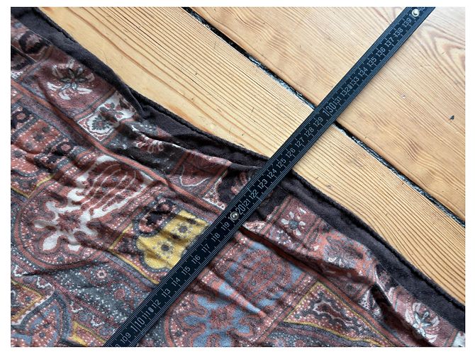 Sciarpa Vintage Etro in Lana e Seta Paisley Rust Brown Cream - vista 8